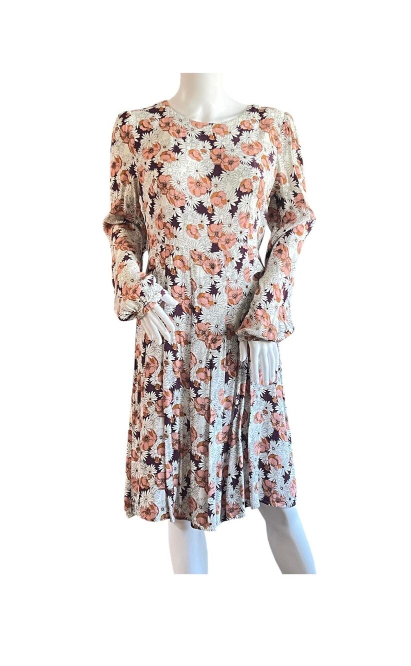 Forever 21 Pleated Floral Midi Dress Size Large Juniors